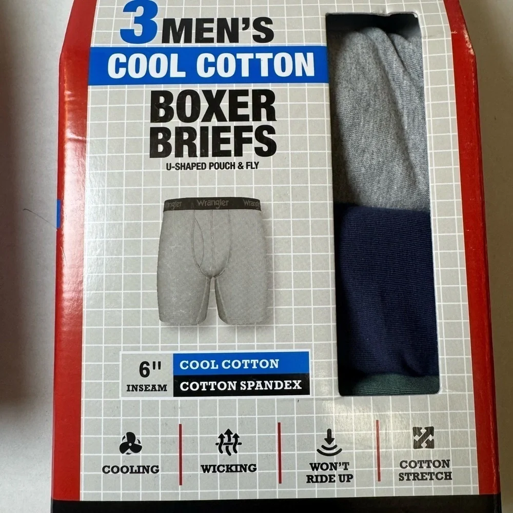 Wrangler Men's Cool Cotton Boxer Brief Set, Boxer Briefs Underwear 3 pack